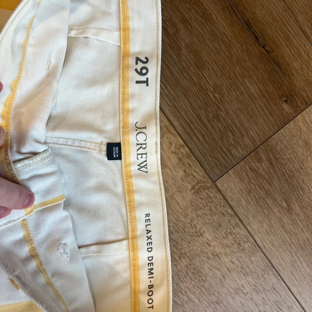 J. Crew Cream and Yellow Relaxed Demi-Boot Pants 29T - Picture 4 of 6